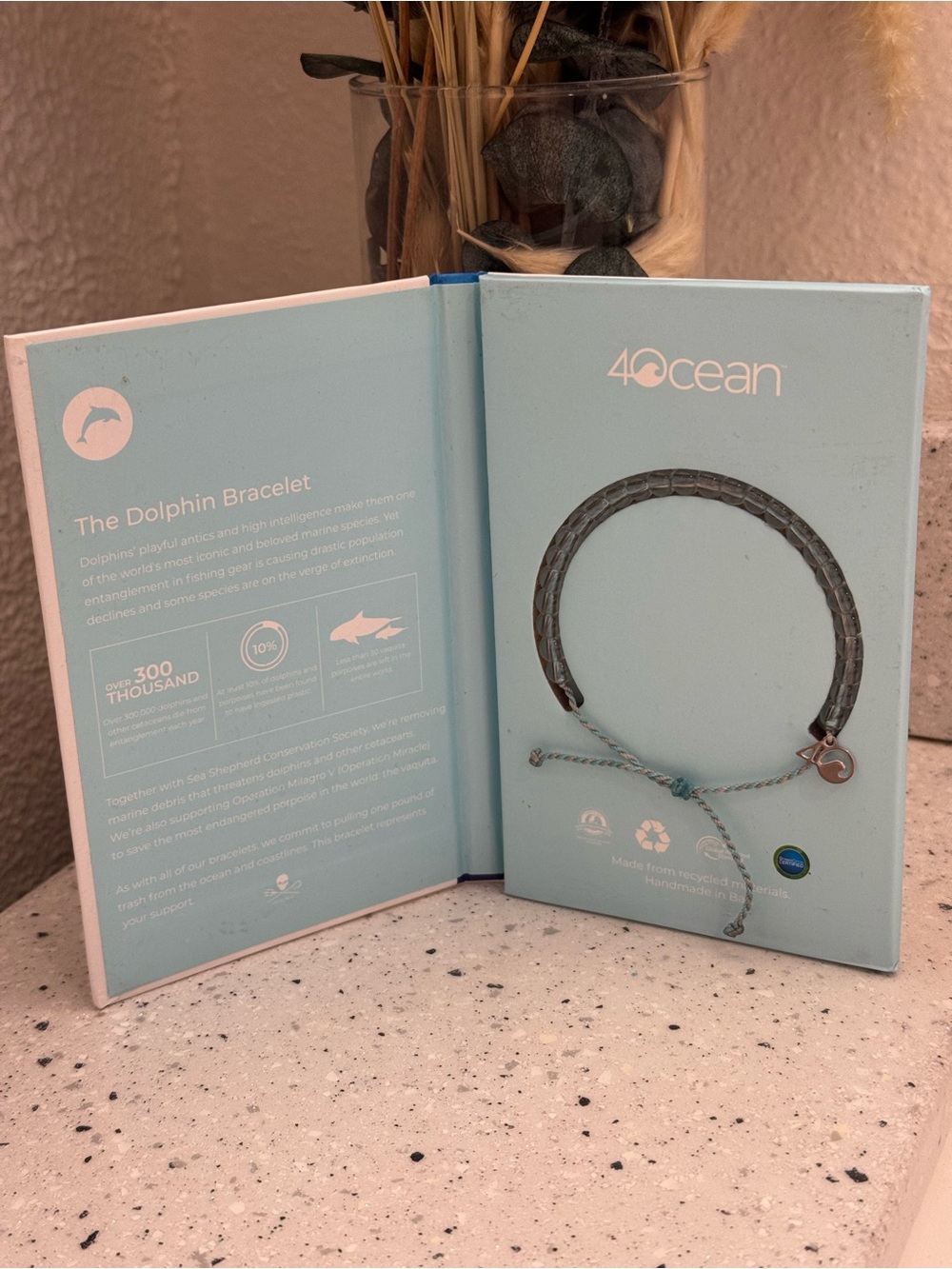 Bracelet from 4ocean, specifically designed for dolphin conservation.